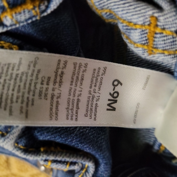 2 pcs. B'gosh Skinny Blue Jeans and Carters pink/white stripped Top, 6 - 9M, - Picture 4 of 9